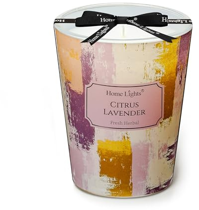 Home Lights Duftkerzen im glas 190g Soja Kerzen 1-Wick Kerzengläser Aromatherapie, Rauchfrei, 40h vollverbrannte Duftkerze Citrus Lavendel