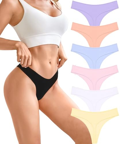 BeReady Tanga Perizoma para Mujer de Algodón, Mutandine Mujer Seductora, Brasiliana Slip de Algodón Transpirable, Set de Lencería, Mutandine de Cintura Baja, Thong Multipack de 6 Piezas, M