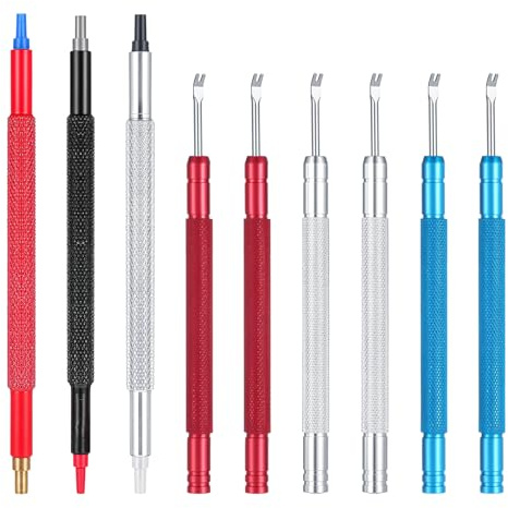 guduling Lot de 9 leviers 6 en 1 pour aiguilles de montre, outil de réparation d'horloger en acier inoxydable pour remplacer les aiguilles d'une montre (rouge + bleu)