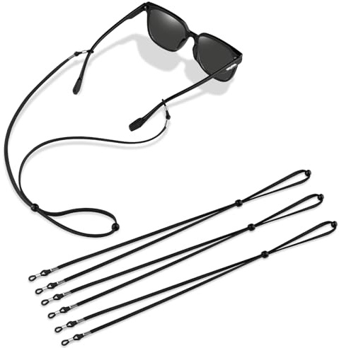 Wanme Cordon Lunettes, 3 Pièces Cordon Lunettes Femme, Lunettes Chaîne Lanière, Attache Lunette, Cordons à Lunettes, pour Femmes Hommes (Noir/Noir/Noir)