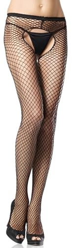 OXDOHUE Completo Intimo Donna in Pizzo,Collant sexy calze con cinghe a rete calzamaglia da donna a rete di pesce con apertura a righe colore nero taglia unica