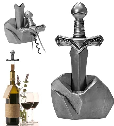 Set apribottiglie design a spada, supporto robusto, delicato su vini vintage e vecchi. 3 in 1 con apribottiglie e tappo richiudibile, perfetto regalo vino in confezione regalo