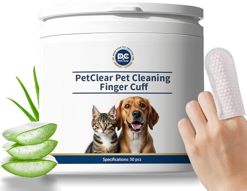 PETCLEAR Ohrpflege Finger-Pads für Hunde & Katze | Besonders weiche & milde Einweg-Reinigungspads | Hunde Ohrenreiniger Ohrenpflege gegen Ohrenentzündung Ohrmilben u. Hygiene bei Hund Katze | 50 Stück