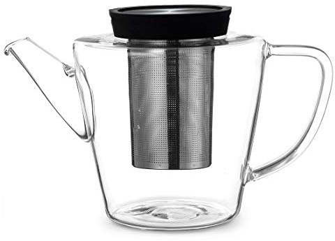 Viva Scandinavia 9102060 Teekanne Glas/Edelstahl/Silikon Transparent/Schwarz 24,5 x 13,5 cm