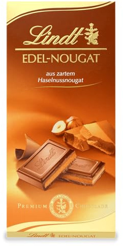 Lindt Schokolade Edel-Nougat | 5 x 100 g Tafel | Vollmilch-Schokolade mit zartem Haselnussnougat | Schokoladentafel | Schokoladengeschenk