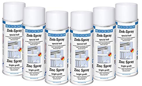 WEICON Zink-Spray spezial hell 400 ml 6er Set, Rostschutzfarbe für alle Metalloberflächen, an frische Feuerverzinkung angeglichen