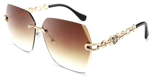 FEISEDY Klassische Randlose Sonnenbrille für Damen Diamant Schneidlinse Frauen Brille B2567