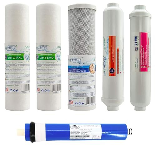 Ersättningsfilterset för överlägset omvänd osmos, filter för supreme-osmos, dricksvattensystem, dricksvattenfilter, osmosefilter, membranfilter, osmosanläggning, membran, vattenfilter: (RO6+membrane)