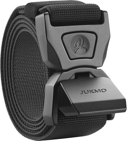 JUKMO Quick Release Tactical Belt, Military Work 1.5 Nylon Web Golf Belt | Heavy Duty Seatbelt Zinc Alloy Buckle & Stretch Belt Strap
