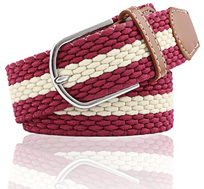 NiceYnn Men Elastic Adjustable Waist Belt - Womens 3.3cm Stretch Woven Belt | Stretchy Braided Fabric, Contrast Striped Design, No Hole Adjustable Fit, Ideal For Trousers And Daily Fashion Matching