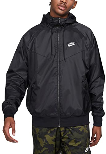 NIKE TEAM MEN'S WINDRUNNER JACKET Hooded Windbreaker (Black/Black, Medium)