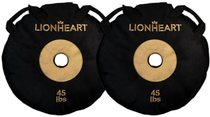 Lionheart Sand Bag Weight Plates Set | Sandbags for Working Out | Home Gym Bumper Plates | Travel-Friendly Sandbag for Fitness & Weight Training | Unfilled 45 lbs Plates (Set of 2)