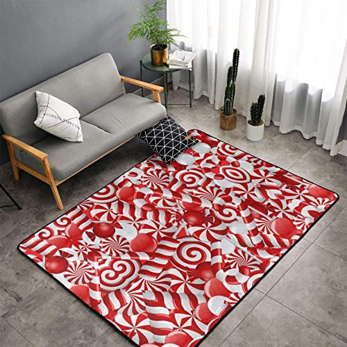 YINGD Tappeto antiscivolo con stampa di canne di caramella, morbido tappeto in flanella, resistente all'usura e non spargimento, lavabile per interni 91,4 x 61 cm