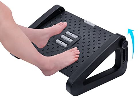 Verstellbarer Fußhocker für Schreibtisch, robust und ergonomisch, lindert Schmerzen und bietet Körperunterstützung, bequeme Massagewirkung für bessere Durchblutung der Beine.