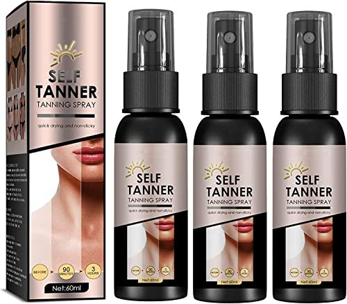 Spray autoabbronzante per il corpo scuro, spray abbronzante istantaneo senza sole, autoabbronzante premium, autoabbronzante a lunga durata, migliore autoabbronzante per viso e corpo (3 PCS)
