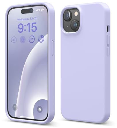 elago Flüssig Silikon Case Kompatibel mit iPhone 15 Hülle, Premium Silikon Handyhülle, Ganzkörper Schutzhülle [4 Lagige Stoßfeste Struktur], Kratzfestes Weiches Mikrofaserfutter (Violett)