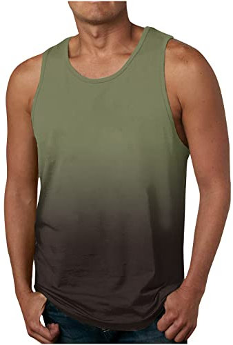 Débardeur d'été sans manches pour homme - T-shirt de sport décontracté en coton léger - Maillot de corps - T-shirt de fitness à bretelles - T-shirt de vacances hawaïen - Col rond - T-shirt de course