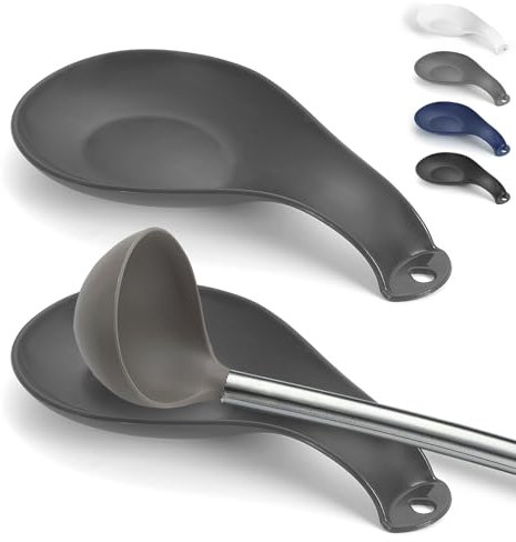 ReaNea Porta Cucchiaio in plastica 2 pezzi, Poggiacucchiaio, portacucchiai per piano cottura, porta utensili da cucina per mestoli, pinze, spatola, porta cucchiaio per fornelli