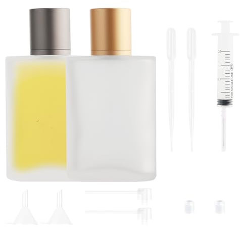 ZUYIST 2 Stück Parfümflasche 100ml, Portable Parfümzerstäuber Glas Parfum Flakon Leer mit Befüllen Zubehör Parfümzerstäuber Nachfüllbar Für Parfüm Reisen Kosmetik Party Datum