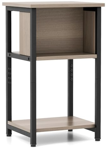 KOMFOTTEU 3-stufige Nachttisch, Besitelltisch mit Ablage 34 x 30 x 58,5 cm, Sofatisch Telefontisch schmal für Schlafzimmer Wohnzimmer, Kaffeetisch mit verstellbaren Fußpolstern (1)