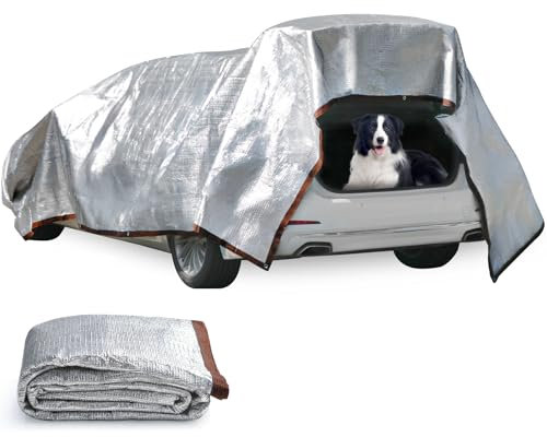 Sonnenschutz Auto Hund 4x6 m - Alunetz Schattennetz Auto Sonnensegel 85% UV, Sonnenschutz für Zelte beim Camping, 2 Nylon-Seil 10m