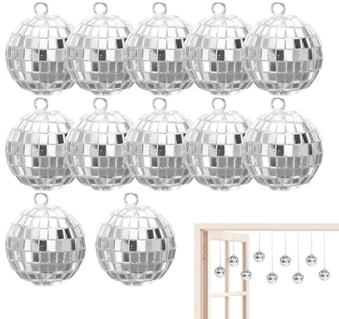 Monozoz Decorazione di palla da discoteca, palla da discoteca | Ornamenti appesi palla da discoteca 12 pezzi,Decorazione massimalista per feste di per palcoscenico a casa, decorazione torta