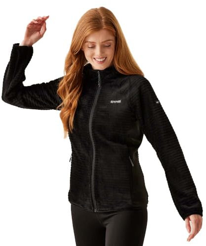 Regatta Endra Damen-Fleecejacke mit Kapuze, Größe 42, Schwarz, Schwarz, 14 US