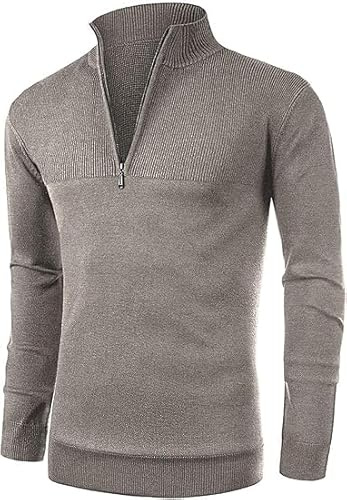 Anelune Men's Jumpers 1/4 Zip Tops Winter Warm Knit Polo Neck Jumper Long Sleeve Soft Cozy Turtle Neck Quarter Zip Knitwear Pullover Sweaters for Men