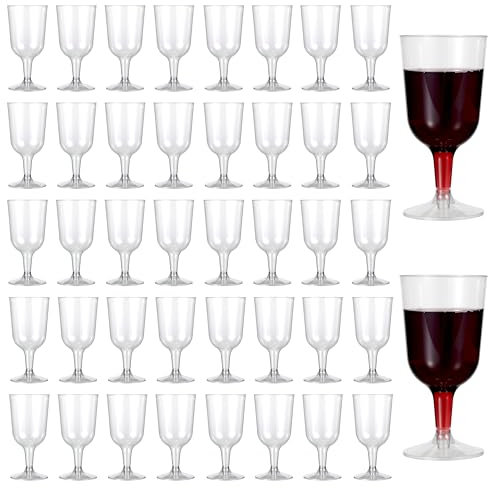 MATANA 48 Verres à Vin en Plastique, Transparent (180ml) - Verres Solides et Réutilisables pour Cocktails, Desserts - Coupes à Vin pour Fêtes, Mariages, Anniversaires, Noël