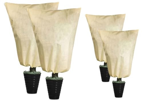 Abiyou 4 Pezzi Protezione Invernale per Piante, Cappuccio Protezione Piante, Protezione Piante dal Freddo, Telo Antigelo per Piante, Copertura Piante Inverno, per Proteggere Piante (Beige)