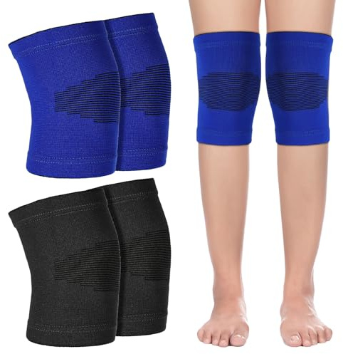 HJZHII 2 pares de rodilleras para niños, rodilleras de balonmano para niños, rodilleras de balonmano y voleibol transpirables, protectores de rodilla elásticos y suaves (Azul)