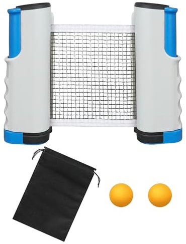 Smloplom Tischtennisschläger Set, Verstellbares Tischtennis Netz, Tischtennisnetz für Jeden Tisch, Ideal für Sport und Freizeitsport, Weiß