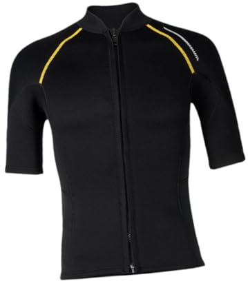 JISADER Top Muta da Uomo, Vestito da Nuoto, Giacca con Zip Anteriore a Maniche Corte, Costume da Bagno a Muta in Neoprene da 1,5 mm per Nuotare in Kayak, XL