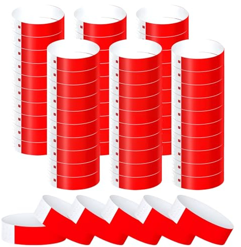 PETERMALLON 400 pulseras rojas impermeables, pulseras de eventos, pulseras de papel para festival, bandas de entrada para control y seguridad en eventos y eventos, para fiestas