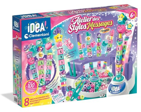Clementoni L'Atelier des Stylos Édition Messages - Kit 8 Stylos à Créer - 6 Ans+