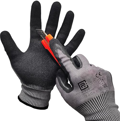 R MOVE 1 paio di Guanti antitaglio Livello 5 (A5), guanti da lavoro uomo, guanti protettivi, resisitenza a materiali affilati come vetro, metallo, lame o utensili da taglio (L, Antitaglio Liv.5)
