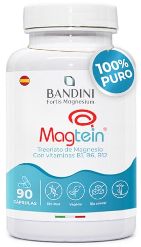 Bandini® Magnesio L-Treonato Magtein® | 2000mg per Dose con Vitamine B1 B6 e B12 | 90 Capsule Vegane | Formula Avanzata per Energia, Memoria e Sistema Nervoso | Alta Qualità | Prodotto in Italia
