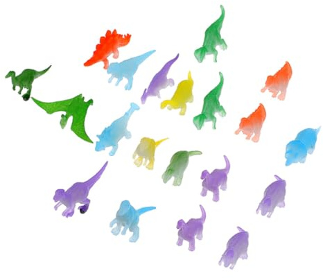Toyvian Modelos De Dinosaurios Luminosos Pequeños para Niño y Niña, Bolsa De 20 Piezas De Plástico Fluorescente para Decoración y Juegos Educativos En Fiesta y Aula