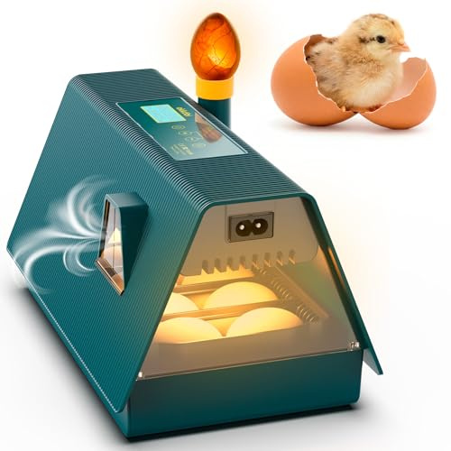 Incubator with Automatic Turning and Humidity Control - Okkobi M10 - Incubators for hatching eggs - Ideal all ages - Integrated Candler - 10 eggs
