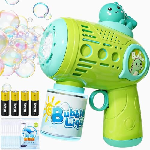 Dinosaure Machines à Bulles de Savon, Automatique Pistolets à Bulle Machine à Bullesavon Automatique Portable Pistolets à Bulle avec Liquide à Bulles pour Fête d'été Anniversaire Carnaval