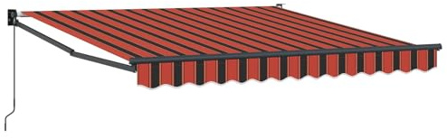QJBSAVVA Tenda da sole retrattile, 300 x 250 cm, arancione e marrone, con braccio articolato, in alluminio e poliestere, soluzione di ombreggiatura manuale, per terrazza, giardino e balcone, montaggio