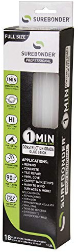 Surebonder Construction Professional Grade Adhesive Hot Melt Glue Sticks - Full Size 10 L, 0.43 D - 1 Minute Working Time, for Home Repairs & Strong Bonds, (CG-1R10T)