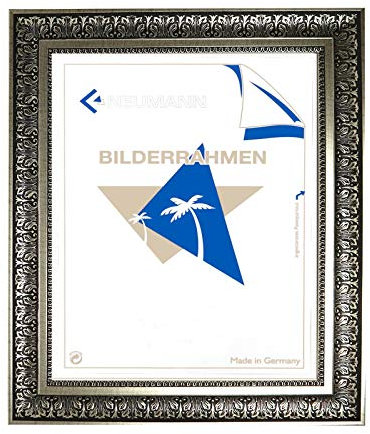 Neumann Bilderrahmen Cadre Baroque en Argent décoré, 675 ARG, Cadre Amovible, 40x60 cm