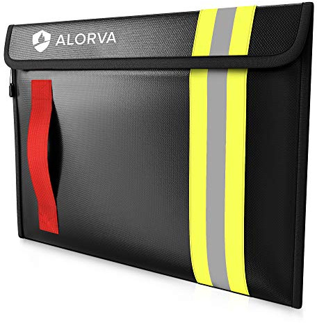 Alorva Fireproof & Water-Resistant Document Bag – 15.5 x 11 x 3-inch Pouch for Legal Documents & Valuables - Double-Layered Zippered Protection – Firefighter Designed (Black)