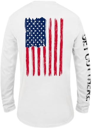 GOT Sports UPF 50+ Fishing T Shirts for Men Women Long Sleeve - UV Sun Protection, Lightweight (American Flag X-Large)