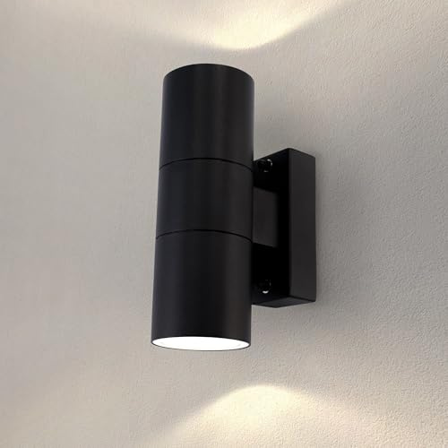 Ledvion - Lámpara de Pared LED, Casquillo GU10, IP54, Negra y Luz Hacia Arriba y Abajo, Telesto, Lámpara Exterior, Iluminación de Jardín