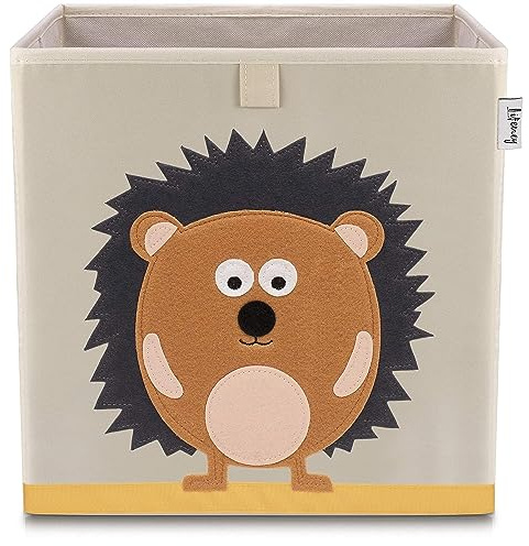Lifeney Scatola portaoggetti con motivo riccio, scatola giocattolo con motivo animale, adatta per scaffali cubi, scatola per la cameretta dei bambini, cestino portaoggetti per bambini