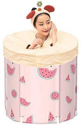 JTRHD Soaking Bathing Tub Adult Foldable Bath Bucket Large Bath Bucket Household Portable Bath Bucket Bathtub for Hot Bath Ice Bath (Color : Pink, Size : 70x70cm)