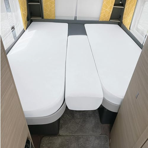 Erwin Müller Matratzenschutz Altenburg 3-TLG. Set für Wohnmobil/Wohnwagen-Heckbett Frottee wasserdicht/Kochfest weiß Größe 70x190 cm - 85x210 cm (2X) + 35x130-50x145