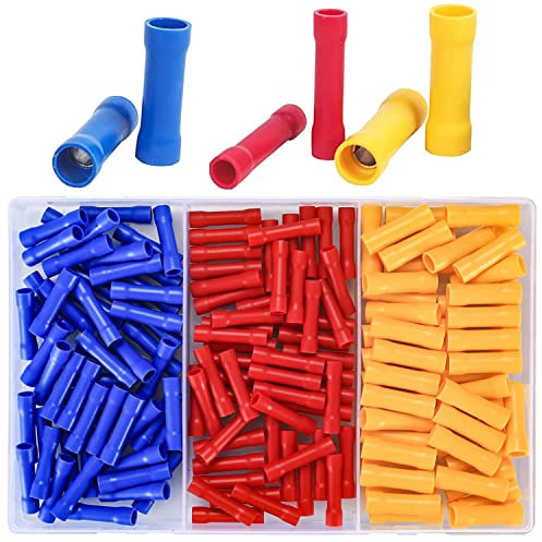 GTIWUNG Lot de 200 Connecteur Electrique, Manchon a Sertir, Isolant Cosse Electriques, Bornes à Sertir de Fil électrique Droites, Connecteurs à Sertir pour Câbles électriques Automobiles